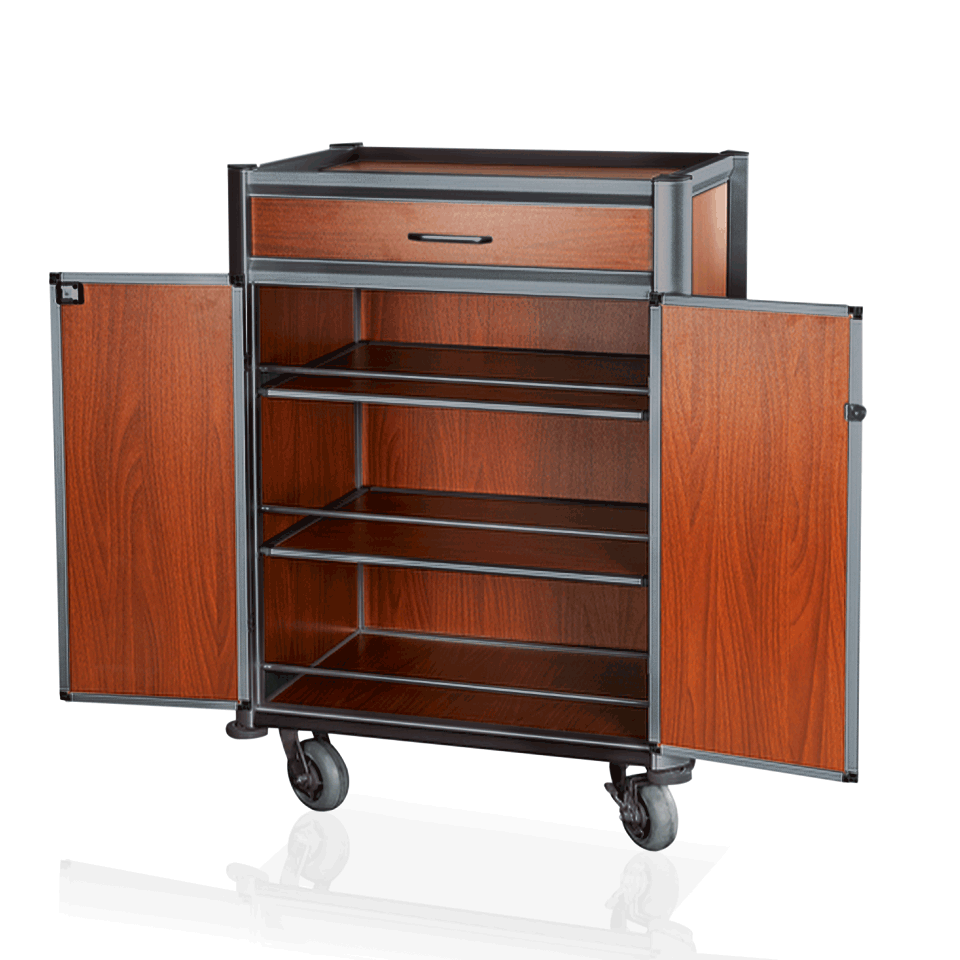 WAS Germany Minibar Servicetrolley, Aluminium, Holzoptik, 85x60x135cm (4448002)