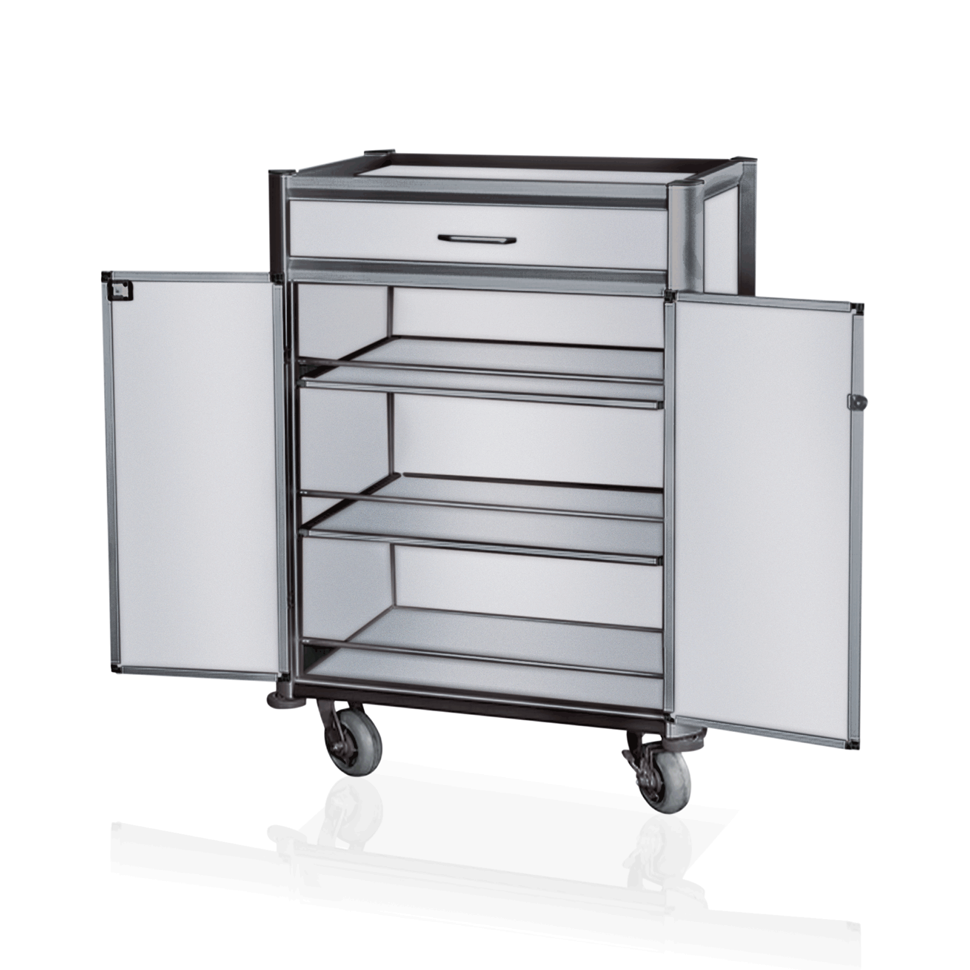 WAS Germany Minibar Servicetrolley, Aluminium, Weiß, 85x60x135cm (4448003)