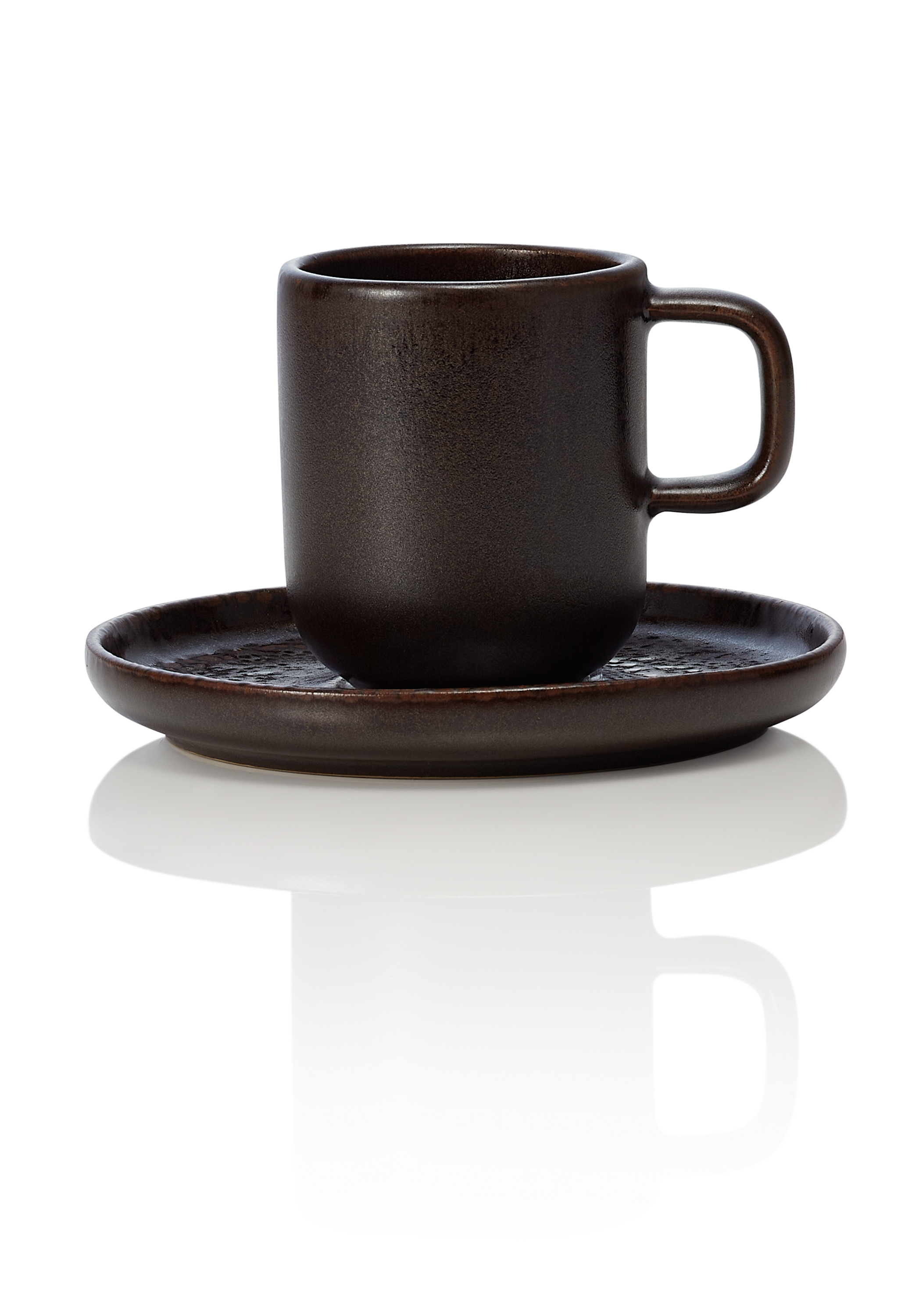 WAS Germany 6x Espresso- und Untertasse, Steinzeug, Metallic Brown, Serie: ROCKZZERO, Inhalt: 90ml (452004009)