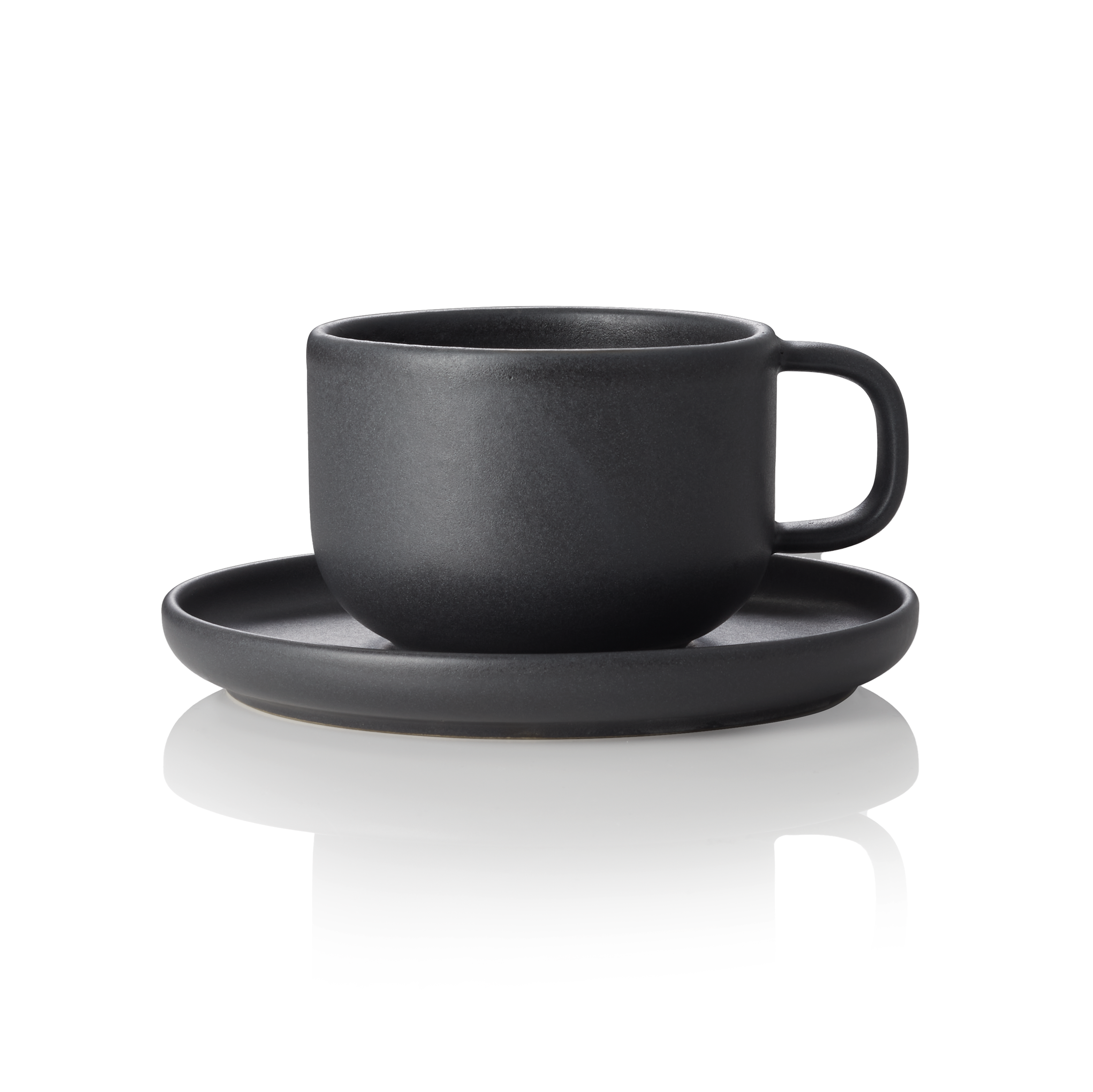 WAS Germany 6x Ober- und Untertasse, Steinzeug, Schwarz, Serie: ROCKZZERO, Inhalt: 220ml (452505027)