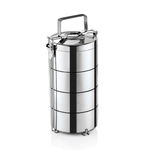 WAS Germany Thermoetagentransportbehälter (Mit 4 Speiseeinsätzen), Edelstahl, Inhalt: 900ml, Durchmesser: 16cm, Höhe: 35cm (4702164)