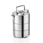 WAS Germany Thermoetagentransportbehälter (Mit 3 Speiseeinsätzen), Edelstahl, Inhalt: 600ml, Durchmesser: 14cm, Höhe: 28cm (4702143)