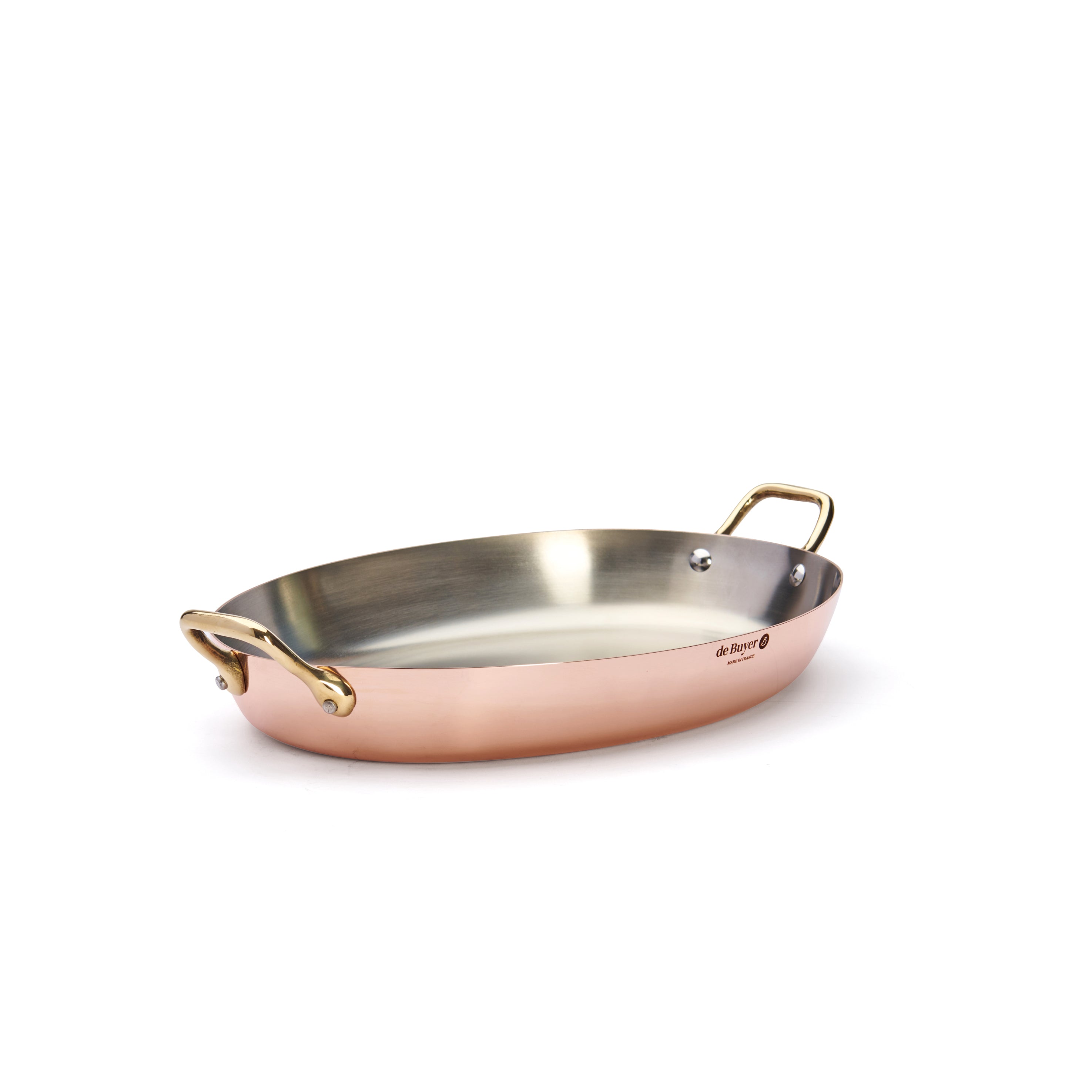 de Buyer OVALE PFANNE MIT 2 MESSINGGRIFFEN 36X26 CM INOCUIVRE