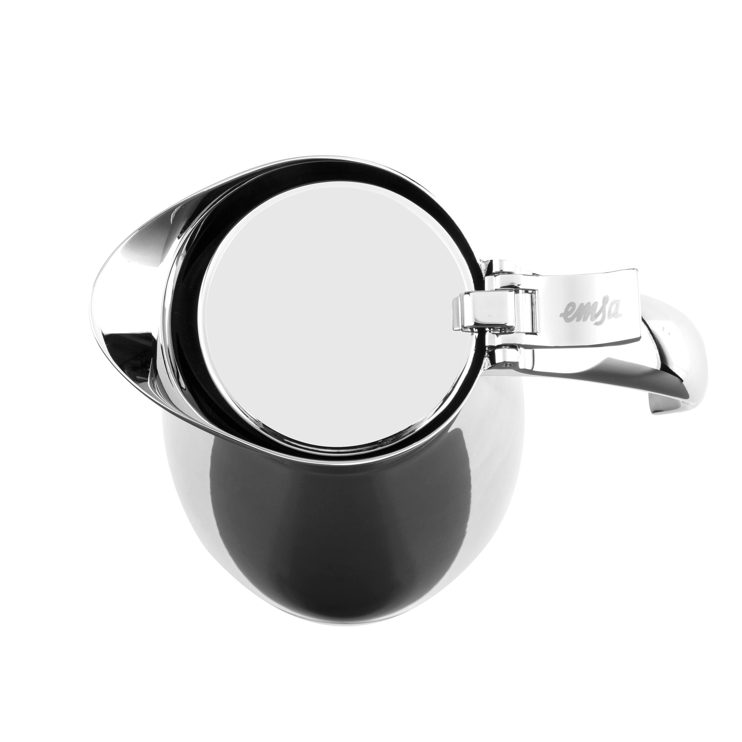 EMSA 2x Isolierkanne (Doppelwandig, mit Easy-Open Verschluss), Edelstahl 18/10, Silber, Serie: ELEGANZA, Inhalt: 600ml