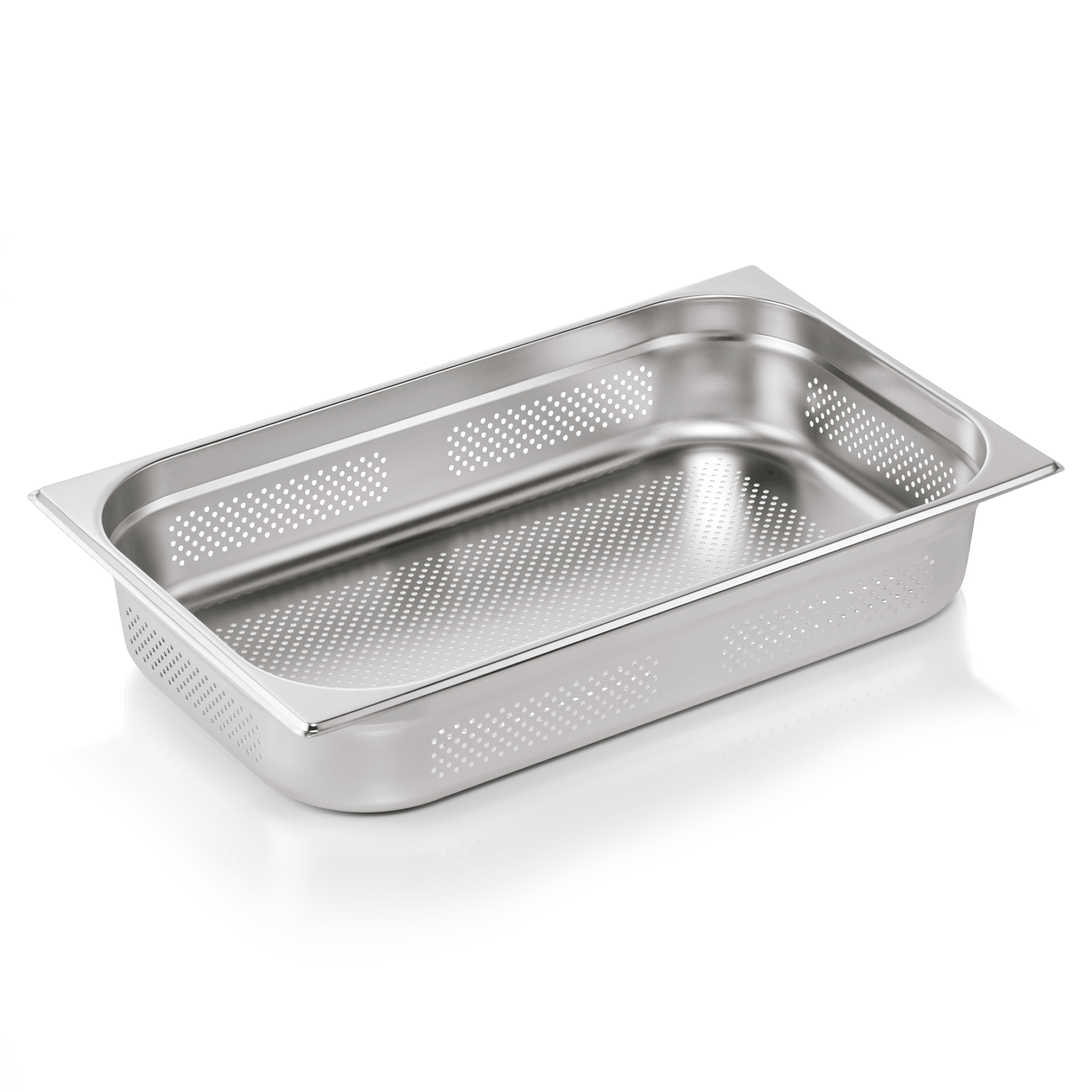 WAS Germany 6x GN Behälter GN ESSENTIALS 1/1-100 mm, Seiten- & Bodenlochung, Chromnickelstahl  (7211100)