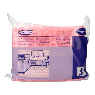 Diversey Suma Lavette - Küchenhygienetuch mit Keimstopp 6 x 25 Tücher (rot)