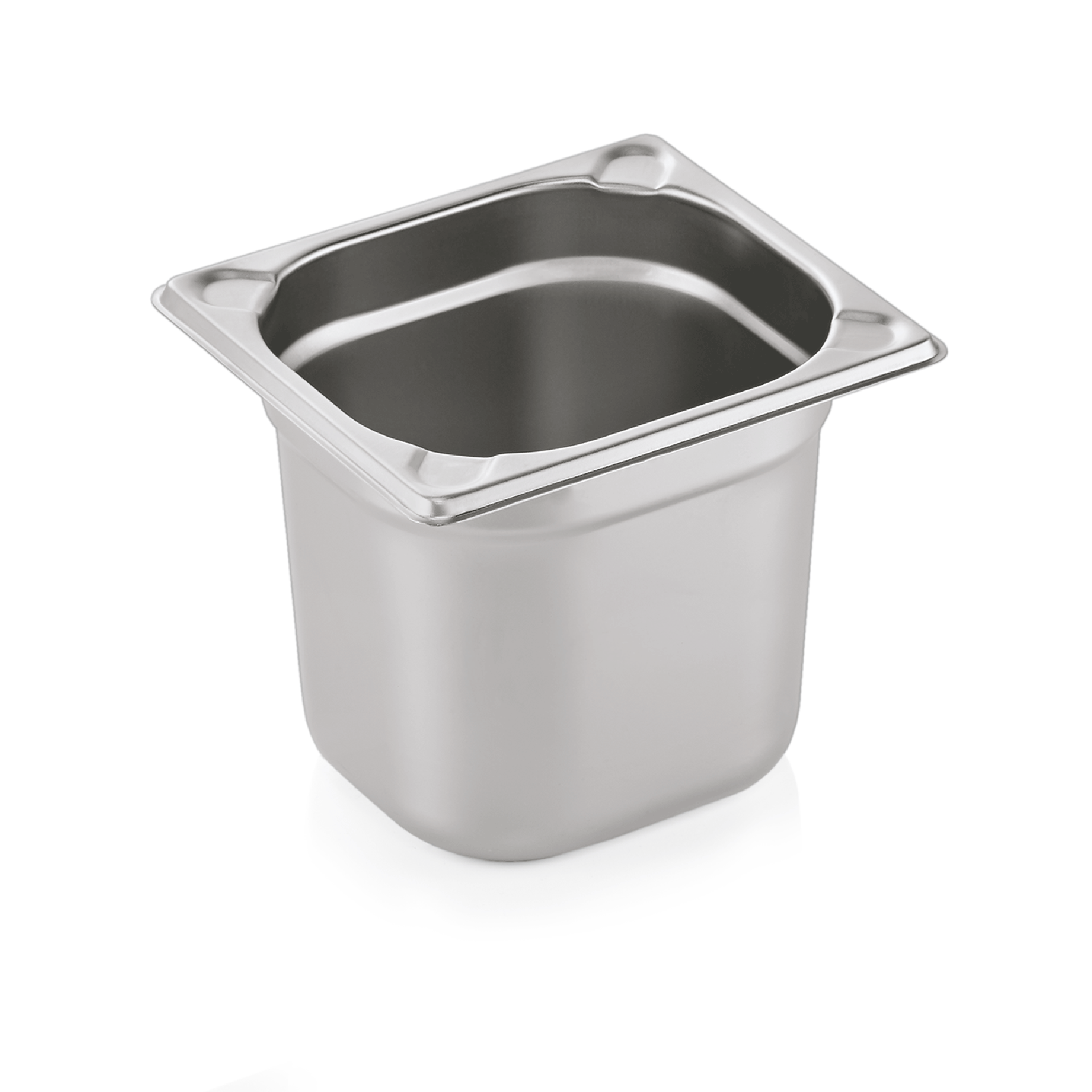 WAS Germany GN Behälter 1/6 mit U-Ecken, Serie:GN CORE, Chromnickelstahl, Höhe: 150 mm, 2,4 Liter (7616150)