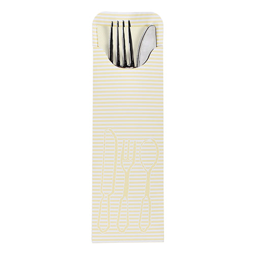 Papstar 5x 100 Bestecktaschen 23,5 cm x 7,3 cm creme inklusive farbiger Bistro Serviette
