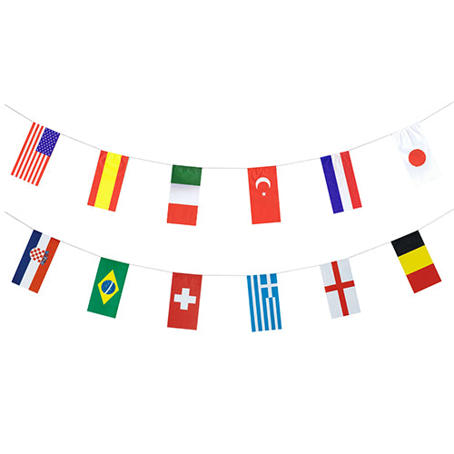 Papstar 10x Flaggenkette, Papier 10 m "32 Nations" schwer entflammbar