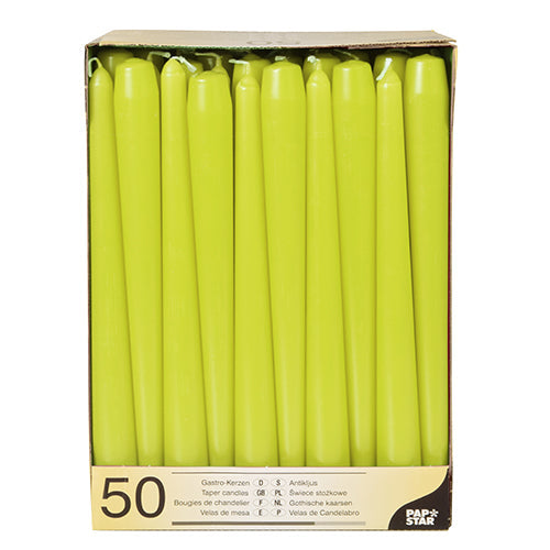 Papstar 2 x 50 Leuchterkerzen Ø 2,2 cm · 25 cm limonengrün