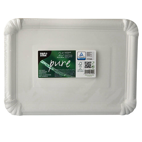 Papstar 375x Teller, Pappe, Weiß, Serie: Pure, 29x21,5cm