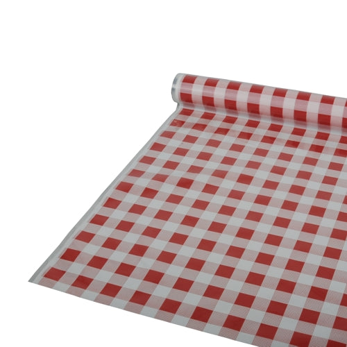 Papstar 6x Tischdecke "Karo", LDPE-Folie, Rot und Weiß, Länge: 50m, Breite: 80cm