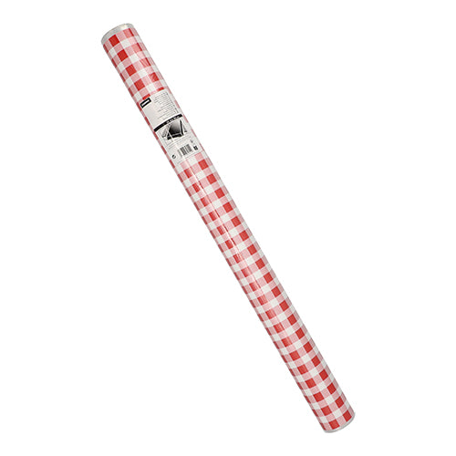 Papstar 6x Tischdecke "Karo", LDPE-Folie, Rot und Weiß, Durchmesser: 80cm, Länge: 50m