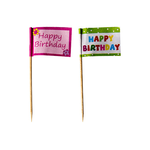 Papstar 12x 20 Deko-Picker 8 cm "Happy Birthday"