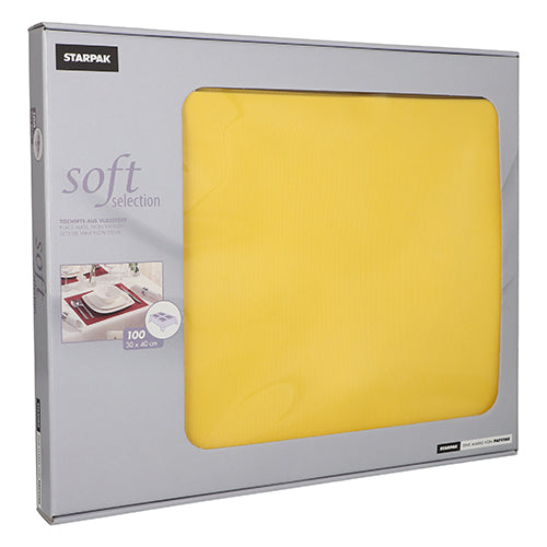 Papstar 6x 100 Tischsets, stoffähnlich, Vlies "soft selection" 30 cm x 40 cm gelb