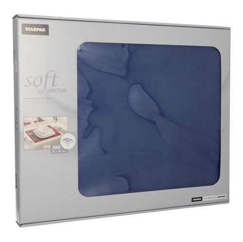 Papstar 600x Tischsets "soft selection", Vlies, Dunkelblau, 30x40cm