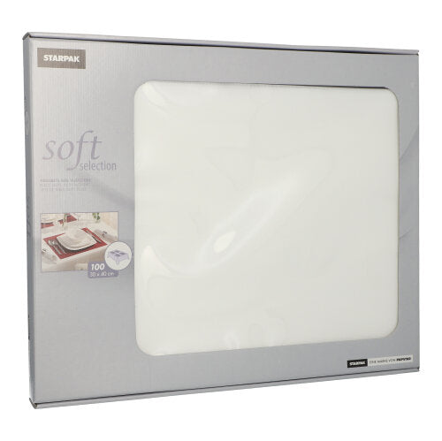 Papstar 600x Tischsets "soft selection", Vlies, Weiß, 30x40cm