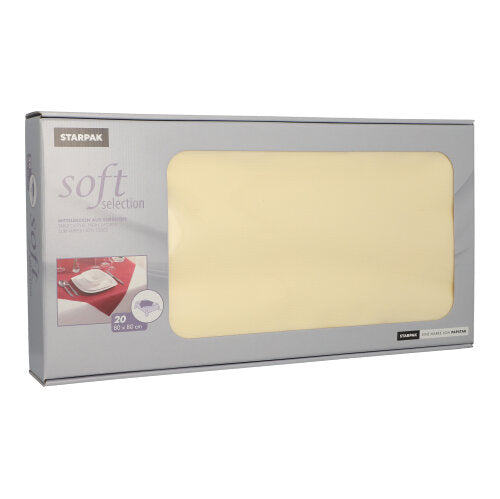 Papstar 5x 20 Mitteldecken, stoffähnlich, Vlies "soft selection" 80 cm x 80 cm creme
