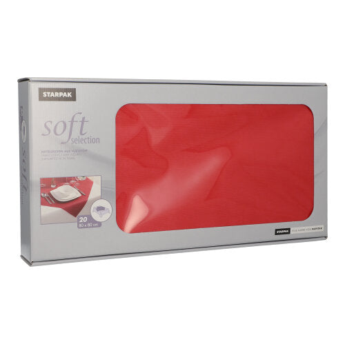 Papstar 5x 20 Mitteldecken, stoffähnlich, Vlies "soft selection" 80 cm x 80 cm rot