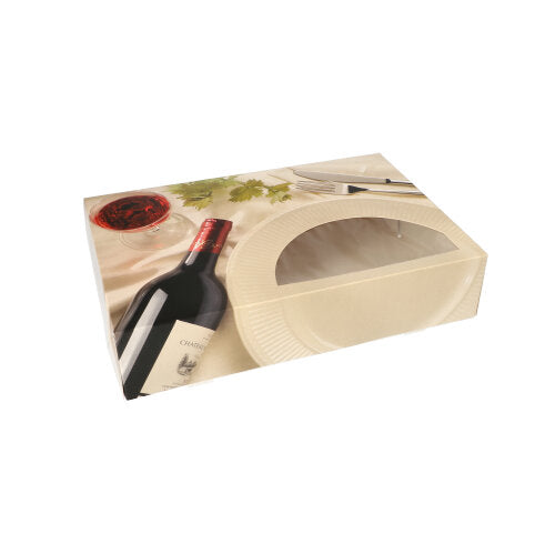 Papstar 22x 5 Transport- und Catering-Kartons 8 cm x 24,5 cm x 35,5 cm "Burgund" mit Sichtfenster, einteilig