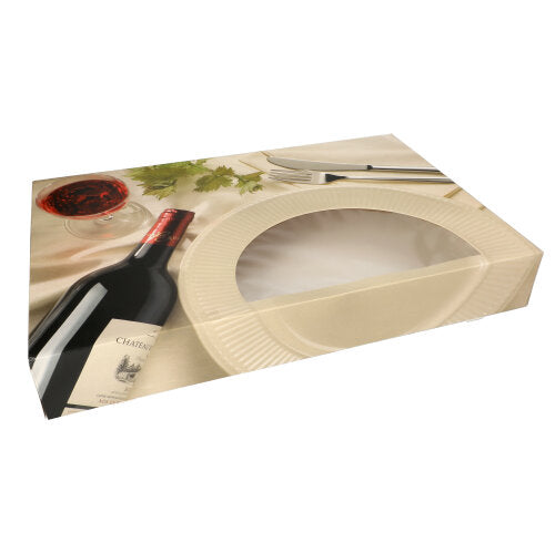 Papstar 12x 5 Transport- und Catering-Kartons 8 cm x 37,5 cm x 55,5 cm "Burgund" mit Sichtfenster, zweiteilig