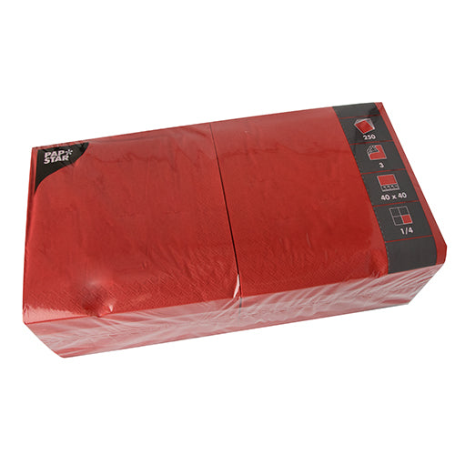 Papstar 1.000 Servietten, 3-lagig 1/4-Falz 40 cm x 40 cm rot