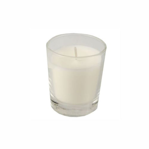 Papstar 6x Glas mit Wachsfüllung Ø 56 mm · 67 mm weiss