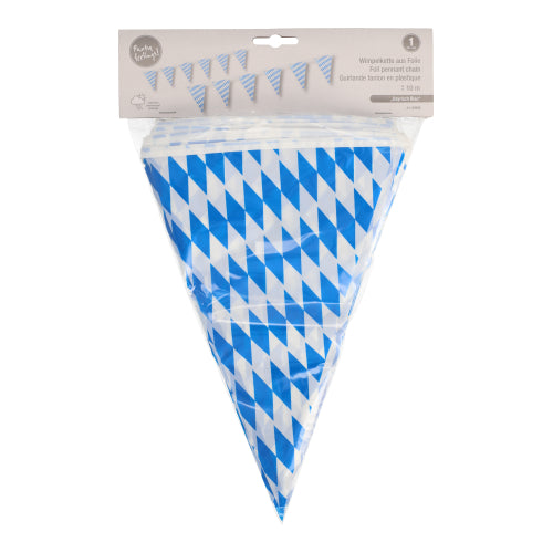 Papstar 5x Wimpelkette "Bayrisch Blau", Folie, Blau und Weiß, Länge: 10m