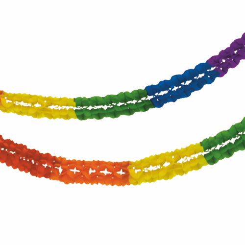 Papstar 5x Großraumgirlande, Papier Ø 16 cm · 10 m "Rainbow" schwer entflammbar