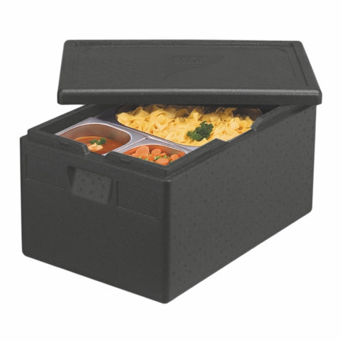 Papstar 4x Isolier-Transportbehälter, EPP 60 cm x 40 cm x 32 cm schwarz "Gastro-Norm 1/1"