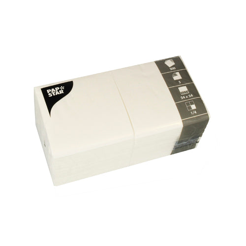 Papstar 1.600 Servietten, 3-lagig 1/4-Falz 24 cm x 24 cm weiss