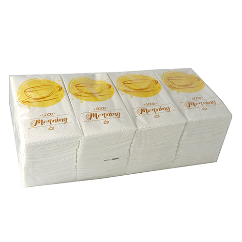 Papstar 1.000 Servietten, 3-lagig 1/8-Falz 33 cm x 33 cm "Good Morning"