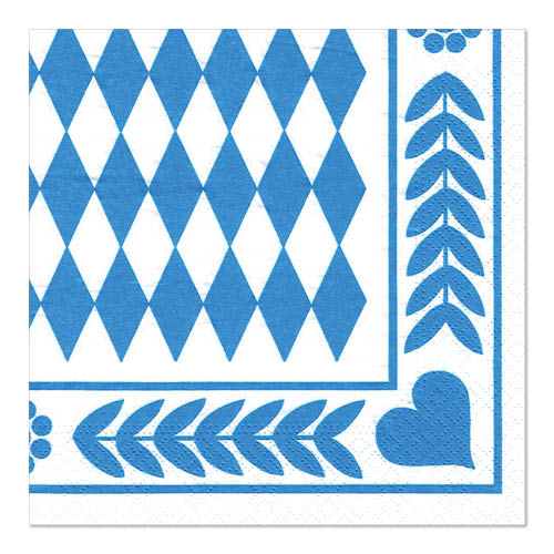 Papstar 1.000 Servietten, 3-lagig 1/4-Falz 33 cm x 33 cm "Bayrisch Blau"