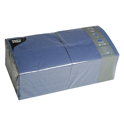 Papstar 1.000 Servietten, 3-lagig 1/8-Falz 33 cm x 33 cm dunkelblau