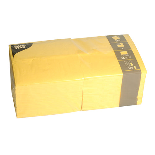 Papstar 1.000 Servietten, 3-lagig 1/8-Falz 33 cm x 33 cm gelb