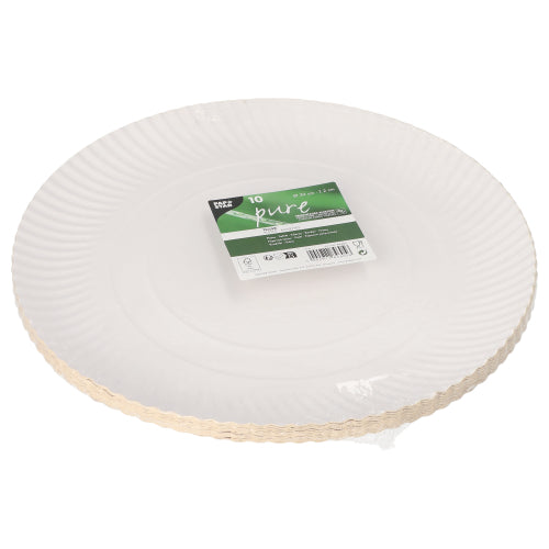 Papstar 100x Teller, Pappe, Weiß, Serie: Pure, Durchmesser: 32cm
