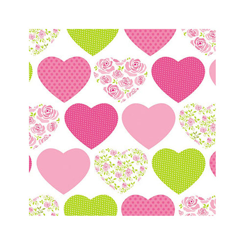 Papstar 280 Servietten, 3-lagig 1/4-Falz 25 cm x 25 cm "Sweetheart"