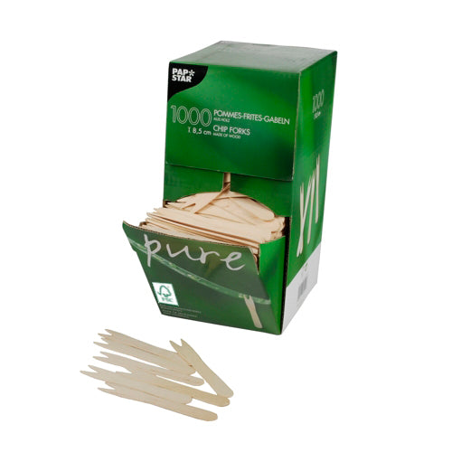 Papstar 6.000 Pommes-Frites-Gabeln, FSC, Holz, Serie: Pure, Länge: 8,5cm