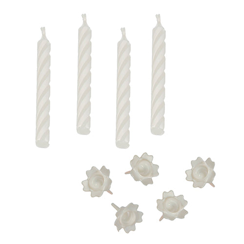 Papstar 10x 24 Geburtstagskerzen mit Halter 6 cm weiss