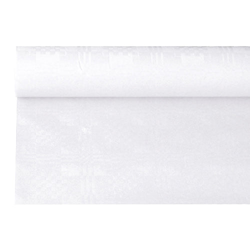 Papstar 12x Papiertischtuch mit Damastprägung 6 m x 1,2 m weiss