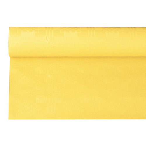 Papstar 12x Papiertischtuch mit Damastprägung 6 m x 1,2 m gelb