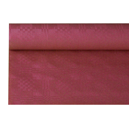 Papstar 12x Papiertischtuch mit Damastprägung 6 m x 1,2 m bordeaux