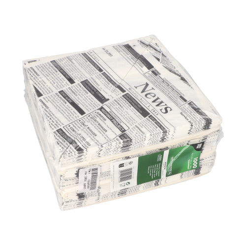 Papstar 1.000x Spitztüten "Newsprint", Pergament-Ersatz, Weiß und Schwarz, Inhalt: 250g, 23x32,5x23cm