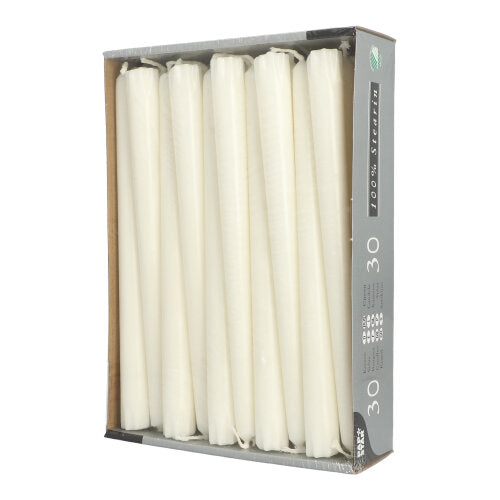 Papstar 4x 30 Leuchterkerzen Ø 2,2 cm · 24 cm weiss aus 100 % Stearin