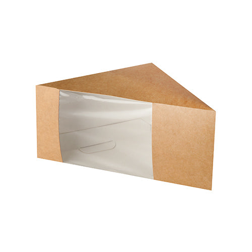 Papstar 10x 50 Sandwichboxen, Pappe mit Sichtfenster aus PLA 12,3 cm x 12,3 cm x 8,2 cm braun