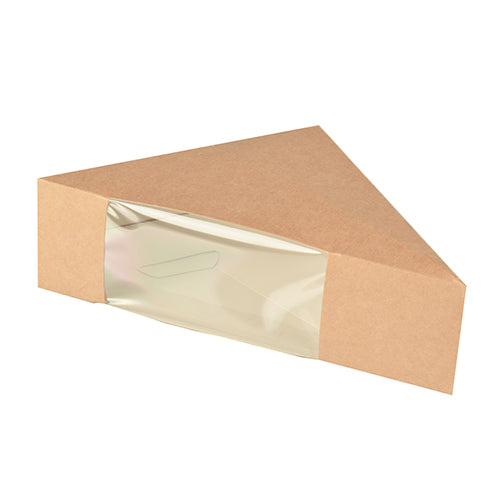 Papstar 10x 50 Sandwichboxen, Pappe mit Sichtfenster aus PLA 12,3 cm x 12,3 cm x 5,2 cm braun