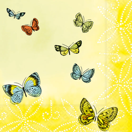 Papstar 10 x 20 Servietten, 3-lagig 1/4-Falz 33 cm x 33 cm "Papillons"