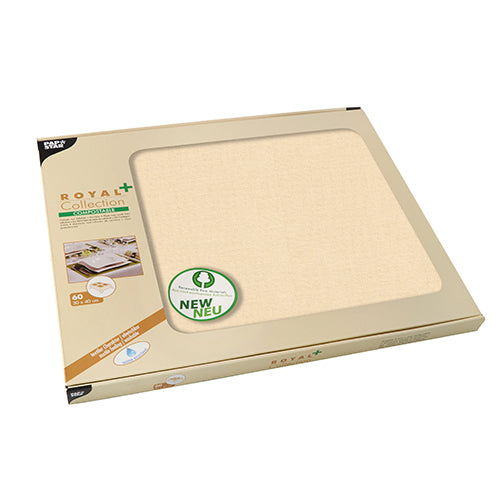 Papstar 6x 60 Tischsets, stoffähnlich, PV-Tissue "ROYAL Collection Plus" 30 cm x 40 cm champagner