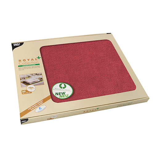 Papstar 6x 60 Tischsets, stoffähnlich, PV-Tissue "ROYAL Collection Plus" 30 cm x 40 cm bordeaux