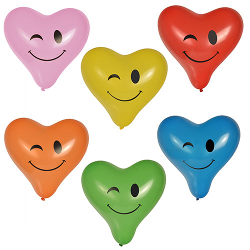 Papstar 12x 6 Luftballons Ø 28 cm farbig sortiert "Heart - Blinky" large